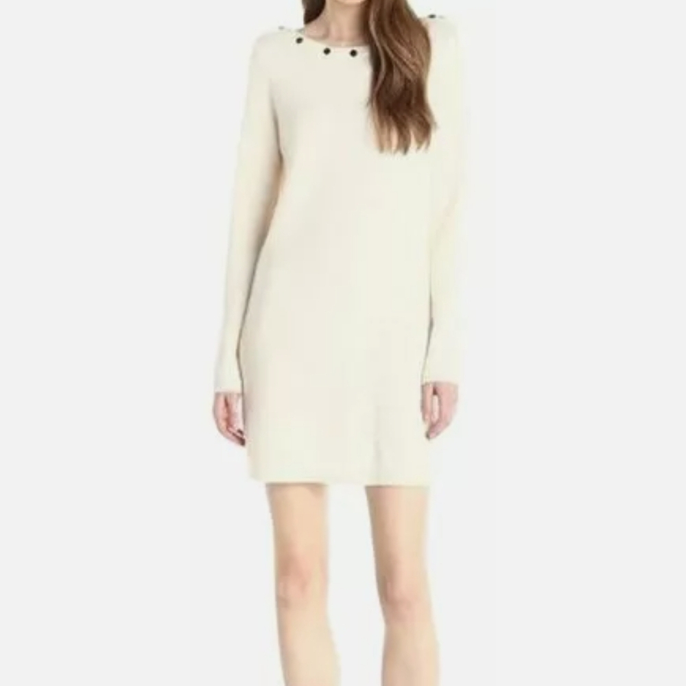 BCBGMaxAzria Cream Long Sleeve Knit Dress